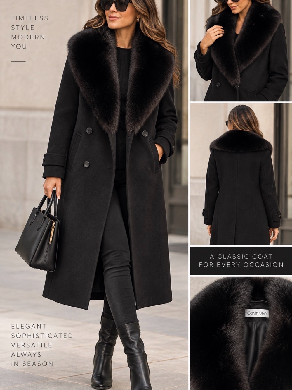 Calvin Klein Fur and Wool coat